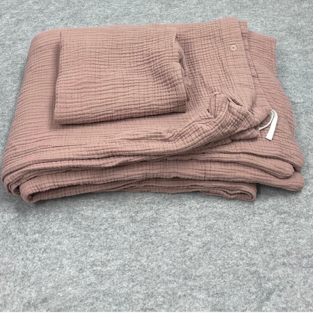 QUINCE Organic Cotton Gauze Twin Duvet Cover + Only One Sham Mauve Pink